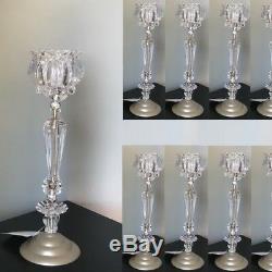 Lot 10 Slender 14 Tall Crystal Flower Candelabra Candle holder Centerpieces
