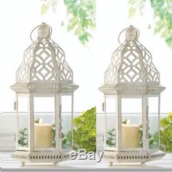 Lot 10 Sublime 12 White Distressed Lantern Candle Holder Wedding Centerpieces