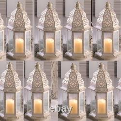Lot 15 Sublime 12 White Distressed Lantern Candle Holder Wedding Centerpieces