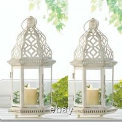Lot 15 Sublime 12 White Distressed Lantern Candle Holder Wedding Centerpieces