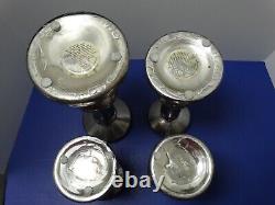 Lot (4) Two's Company Silver Mercury Glass Pillar Candle Holders (2)8 12 14