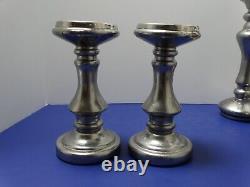 Lot (4) Two's Company Silver Mercury Glass Pillar Candle Holders (2)8 12 14