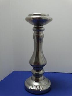 Lot (4) Two's Company Silver Mercury Glass Pillar Candle Holders (2)8 12 14