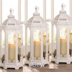 Lot 6 EXTRA Large 25 Tall Rustic White Chic Lantern Candle holder Centerpieces