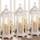 Lot 6 Extra Large 25 Tall Rustic White Chic Lantern Candle Holder Centerpieces