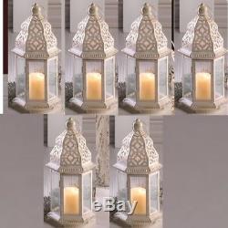 Lot 6 Sublime 12 White Distressed Lantern Candle Holder Wedding Centerpieces