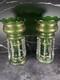 Lot Of 2 Mantle Lusters Green With Gold Color Decorative Trim & Crystal Drops