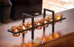 Lot of 10 Golden Spun Glass & Metal Sunset Bridge Candle Holders