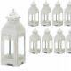 Lot Of 10 Lace 13in Distressed White Lantern Candleholder Wedding Centerpieces