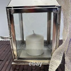 Lot of 10 Pottery Barn Lantern Candle Holder Seaport Nickle 7 Square Votive