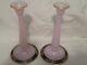 Lot Of 2 Antique 1920s Westmoreland Candle Holders Pink Glass 10in Hand Painted