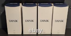 Lot of 4 Dansk Viking Hurricane Wood Base Glass LED Candle Holders NEW
