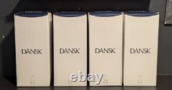 Lot of 4 Dansk Viking Hurricane Wood Base Glass LED Candle Holders NEW