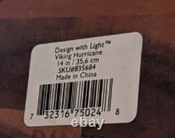 Lot of 4 Dansk Viking Hurricane Wood Base Glass LED Candle Holders NEW