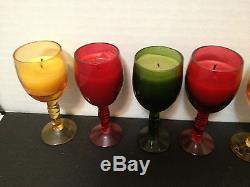Lot of 5 Green, Red, and Gold Color Votive Candle Holders 4 Inches High