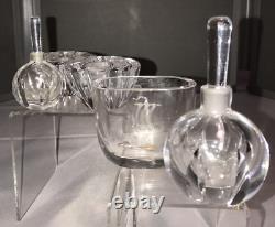 Lot of 7 Orrefors Crystal Sweden Dish/Candle Holders/Perfume Bottles with Tops