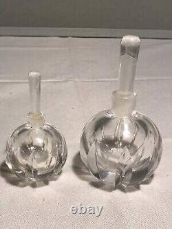 Lot of 7 Orrefors Crystal Sweden Dish/Candle Holders/Perfume Bottles with Tops