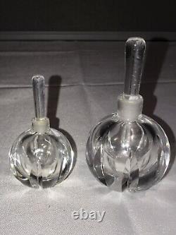 Lot of 7 Orrefors Crystal Sweden Dish/Candle Holders/Perfume Bottles with Tops