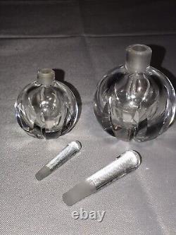 Lot of 7 Orrefors Crystal Sweden Dish/Candle Holders/Perfume Bottles with Tops