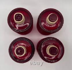 Lot of 8 Diamond Hobnail Red Orange Glass Votive Peg Candle Holders All UV GLOW