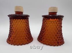 Lot of 8 Diamond Hobnail Red Orange Glass Votive Peg Candle Holders All UV GLOW