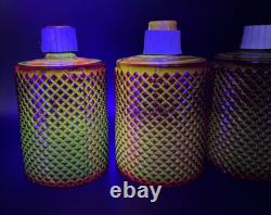 Lot of 8 Diamond Hobnail Red Orange Glass Votive Peg Candle Holders All UV GLOW