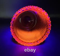 Lot of 8 Diamond Hobnail Red Orange Glass Votive Peg Candle Holders All UV GLOW