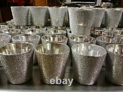 Lot of 86 Silver Sparkle Mercury Glass Votive Tealight Candle Holders, 3d x 3h