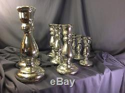 Lot of 9 Christmas Holiday Mercury Glass Taper Candle Holders Set of 3 Sizes