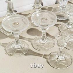 Lot of 9 Clear Glass Candlestick Holders 3 Sets Assorted Sizes Up to 10 Inch