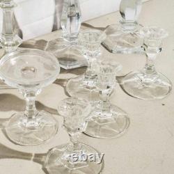 Lot of 9 Clear Glass Candlestick Holders 3 Sets Assorted Sizes Up to 10 Inch