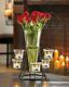 Lot Of Five Black Iron Candle Holder Flower Glass Vase Wedding Table Centerpiece