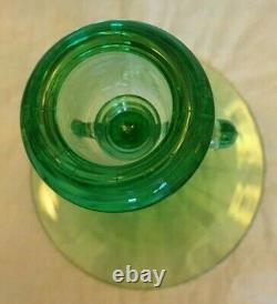 Lovely Rare Heisey Swan Green Moongleam Double Handled Candle Holder 61/2 T