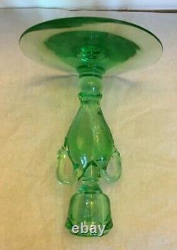 Lovely Rare Heisey Swan Green Moongleam Double Handled Candle Holder 61/2 T