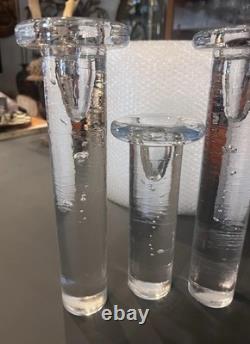 MCM 4 Piece Kosta Boda Kjell Engman Crystal Glass Bubbles Candle Holders Sticks