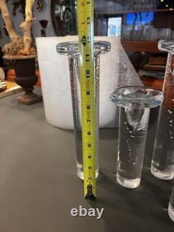 MCM 4 Piece Kosta Boda Kjell Engman Crystal Glass Bubbles Candle Holders Sticks