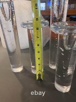 MCM 4 Piece Kosta Boda Kjell Engman Crystal Glass Bubbles Candle Holders Sticks