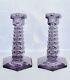 Mcm Lavender Stacked Art Glass Candle Stick Holders Set