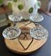 Mcm Modern Danish Wrought Iron & Crystal Glass Table Candle Holders 11.5