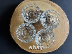 MCM Modern Danish Wrought Iron & Crystal Glass Table Candle Holders 11.5