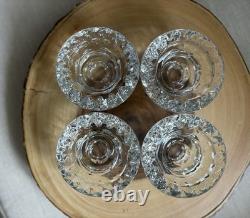 MCM Modern Danish Wrought Iron & Crystal Glass Table Candle Holders 11.5