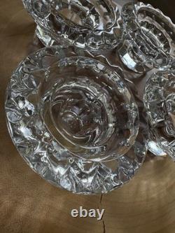 MCM Modern Danish Wrought Iron & Crystal Glass Table Candle Holders 11.5