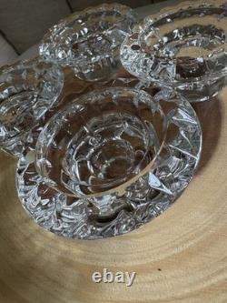 MCM Modern Danish Wrought Iron & Crystal Glass Table Candle Holders 11.5
