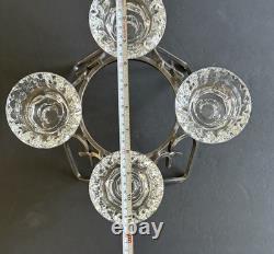 MCM Modern Danish Wrought Iron & Crystal Glass Table Candle Holders 11.5