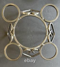 MCM Modern Danish Wrought Iron & Crystal Glass Table Candle Holders 11.5