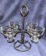 Mcm Modern Danish Wrought Iron & Glass Table Candelabra Candle Holders 11.5h