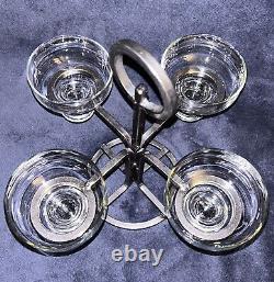 MCM Modern Danish Wrought Iron & Glass Table Candelabra Candle Holders 11.5H