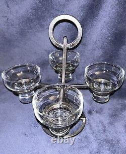 MCM Modern Danish Wrought Iron & Glass Table Candelabra Candle Holders 11.5H