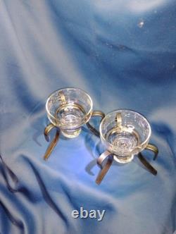 MCM Modern PAIR Danish Wrought Iron and Glass Votive Candle Tea Light Holder
