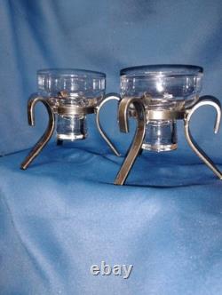 MCM Modern PAIR Danish Wrought Iron and Glass Votive Candle Tea Light Holder